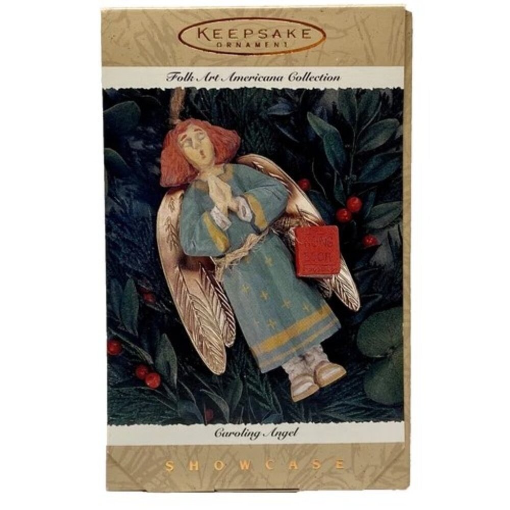 Vintage Christmas Ornament 1996 Caroling Angel Folk Art Americana Collection NIB